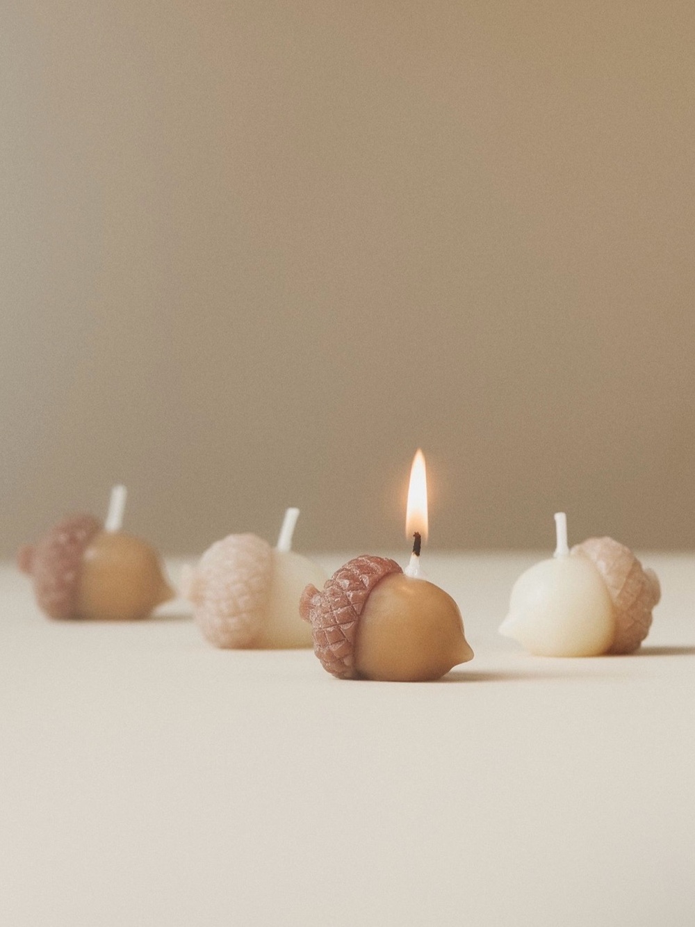 Anthropologie Acorn Shaped Wax Candles, Set of 4